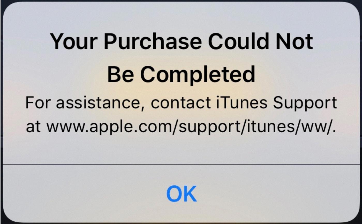 purchase completed error occurred purchase completed error occurred
