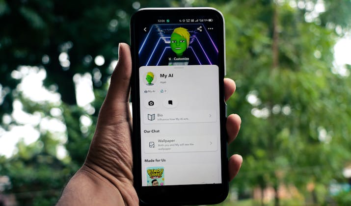 What Happens If You Block Someone On Snapchat? 4 Snapchat My AI chatbot feature displayed on smartphone screen
