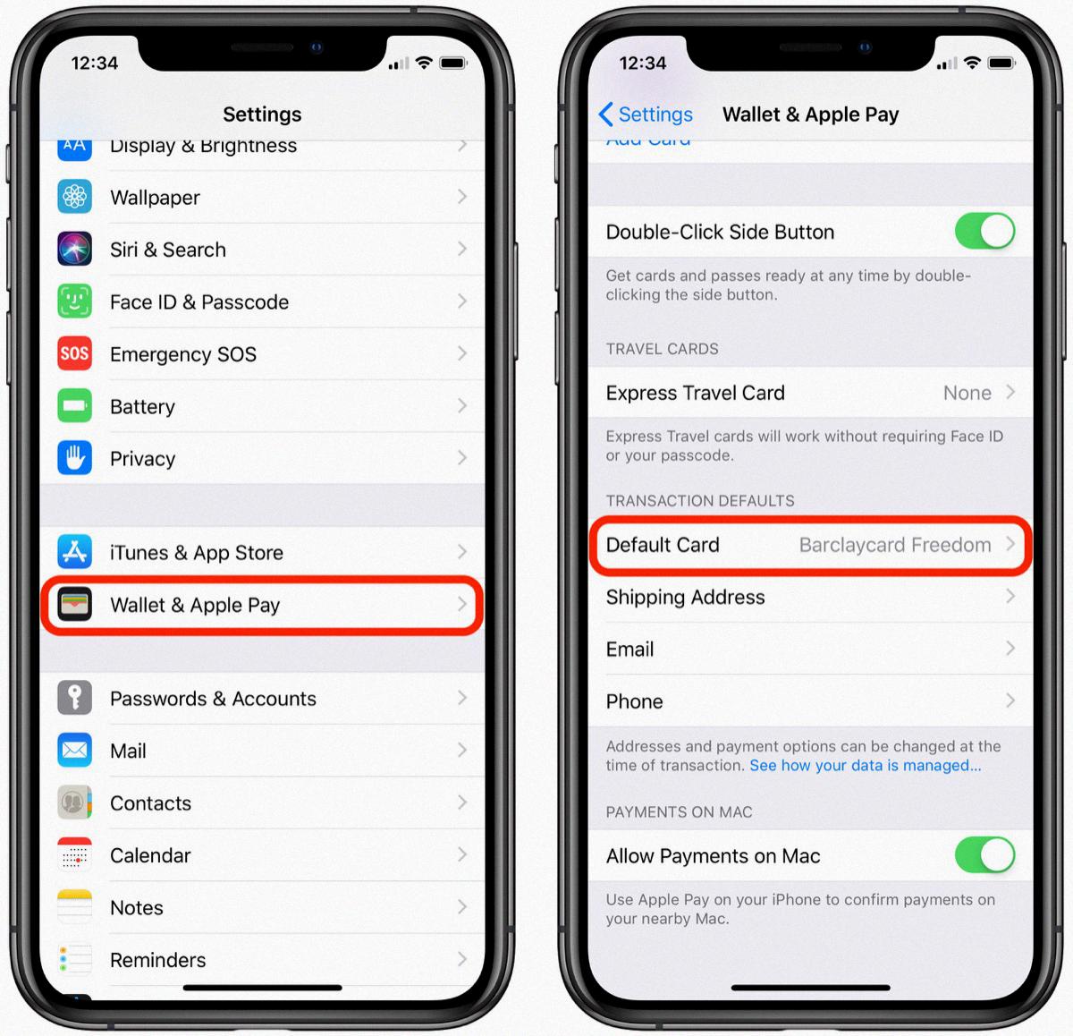 apple pay default card apple pay default card