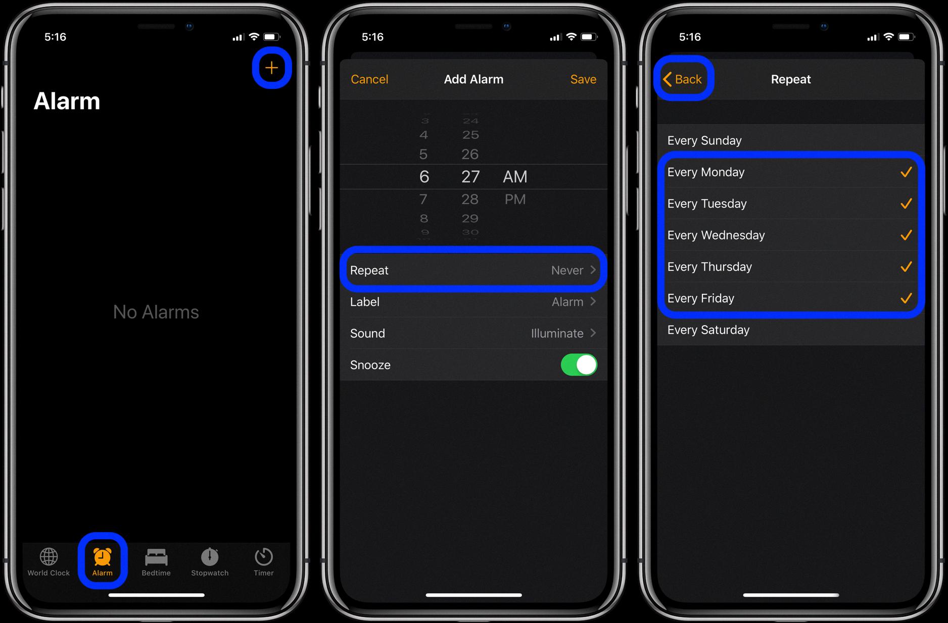 iphone alarm set iphone alarm set