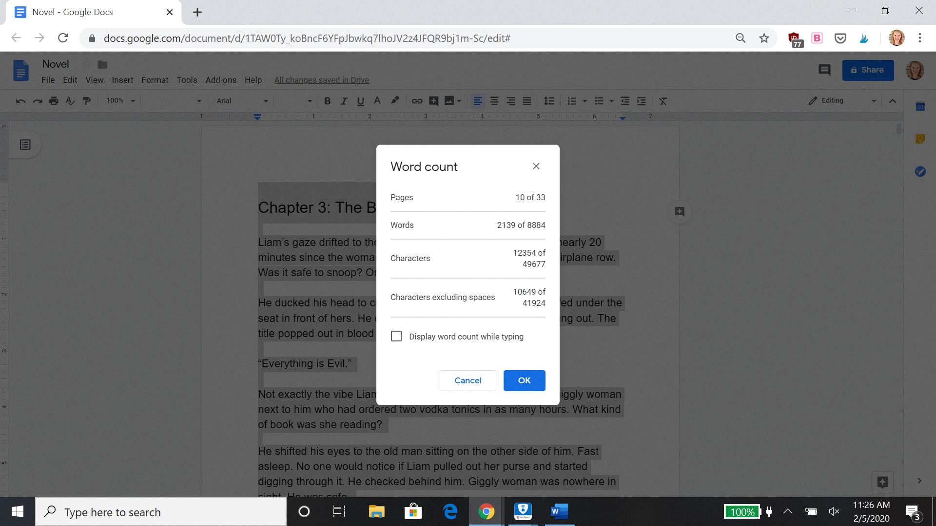 word count shortcut word count shortcut
