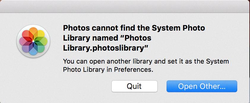 photos cannot find the system photo library photos cannot find the system photo library