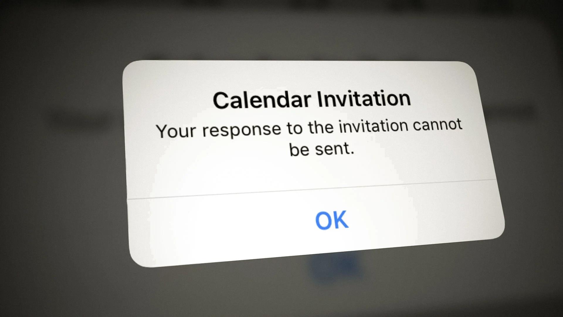 your response to the invitation cannot be sent your response to the invitation cannot be sent