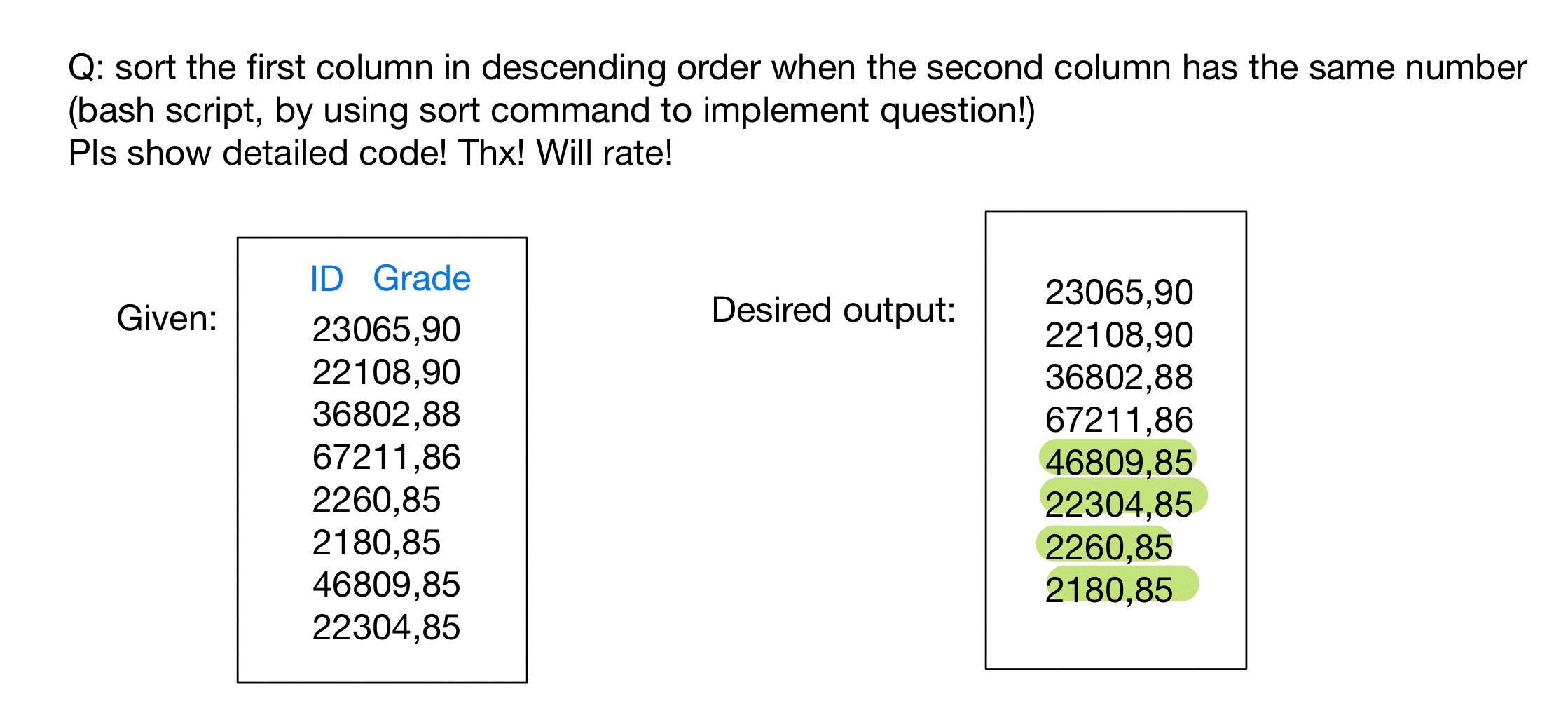 sort by column bash sort by column bash