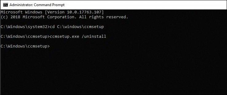 uninstall sccm client uninstall sccm client
