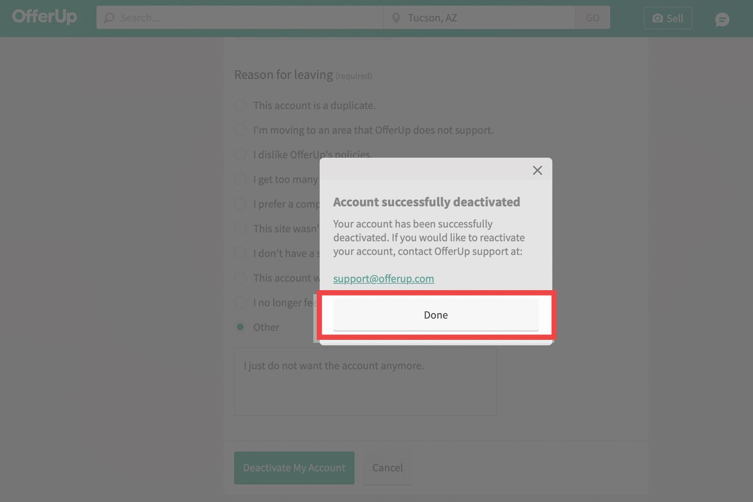 how to delete offerup account
