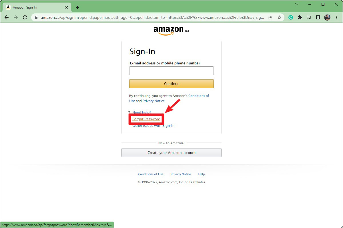 What To Do If Amazon Account Locked 2 Amazon Sign-In page with “Forgot Password” link highlighted