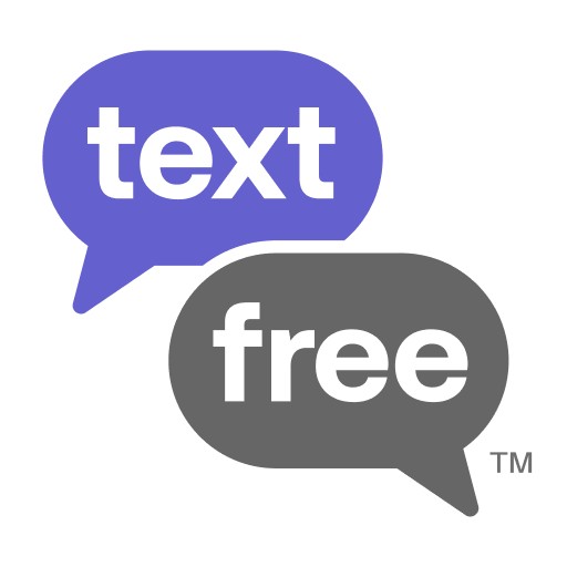 How To Log Into TextFree 1 TextFree logo with purple and gray chat bubbles.