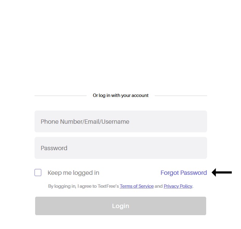 How To Log Into TextFree 3 TextFree sign-in screen showing social login options and password field