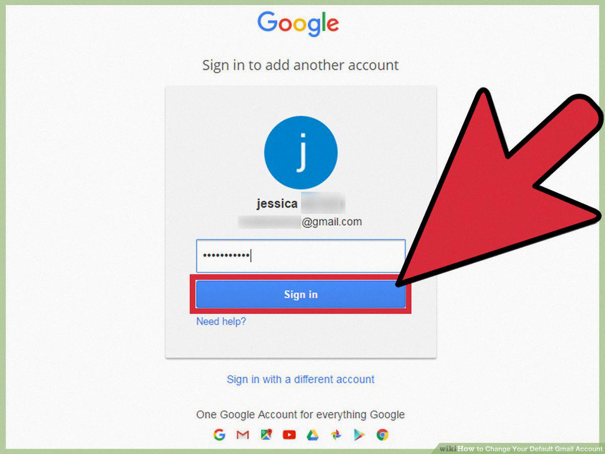 how to change default google account