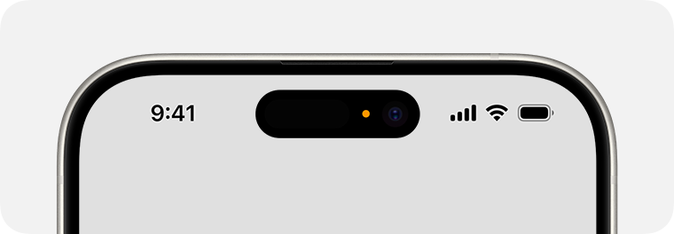 Facts About Orange Dot On Iphone 2 Apple iPhone Dynamic Island showing time and network icons