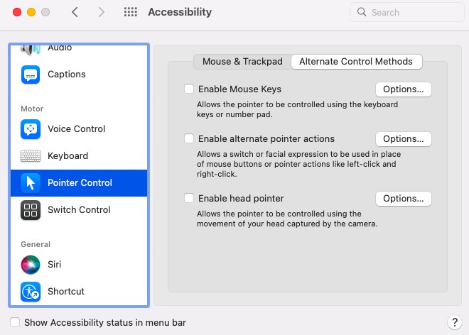 macOS Trackpad settings with “Secondary click” enabled under Point & Click