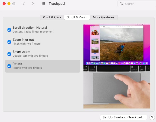 customize Mac trackpad settings 