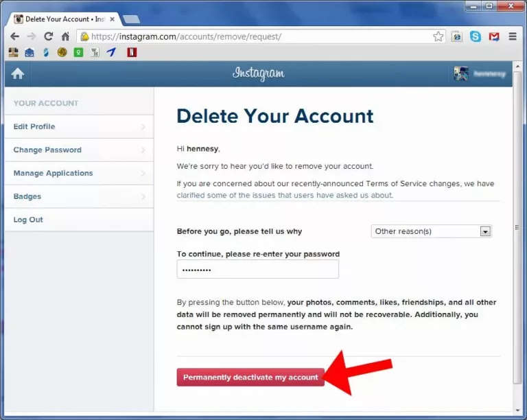 How To Delete Instagram Accounts 3