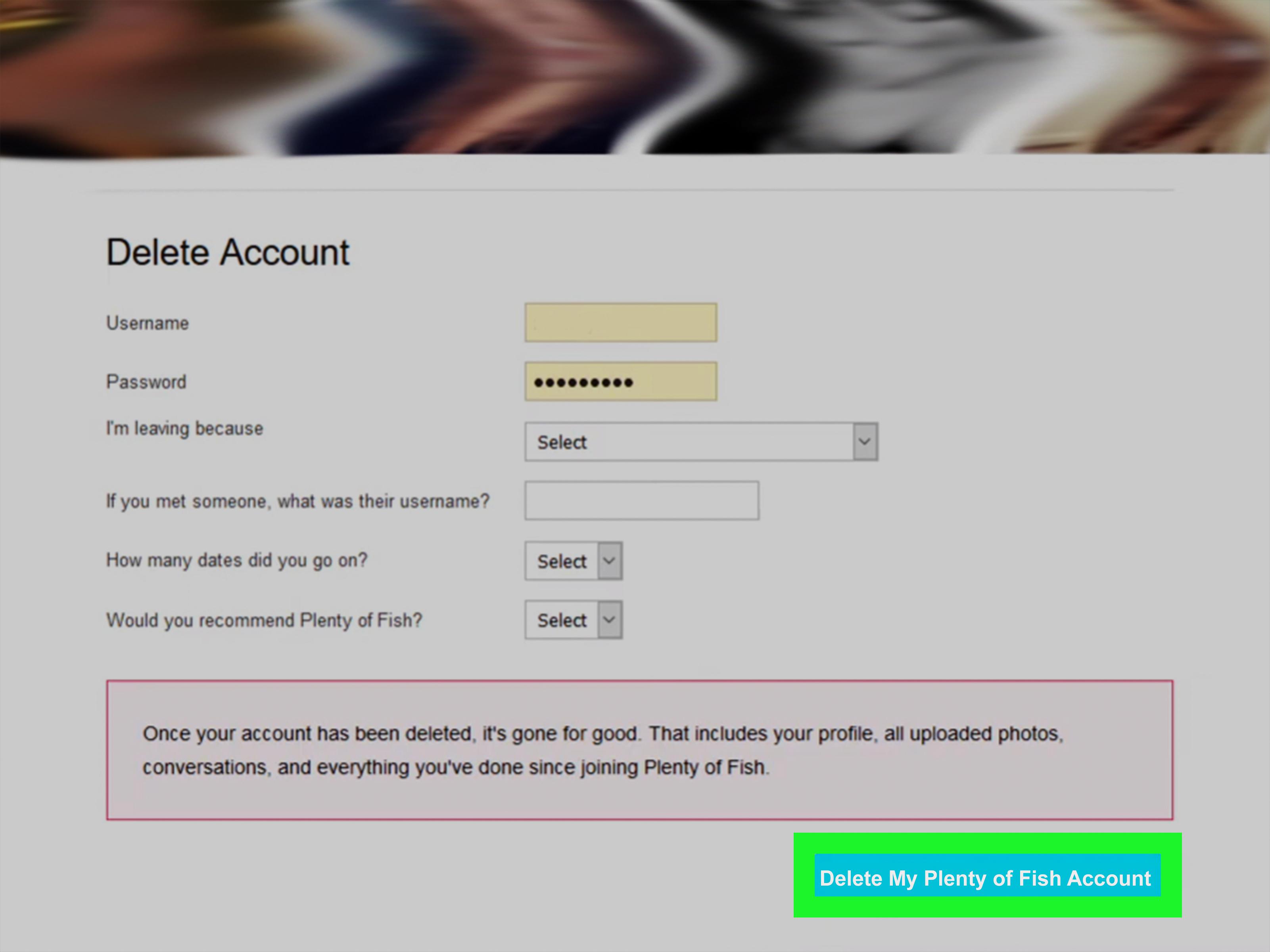 How To Delete Plenty Of Fish Account 16