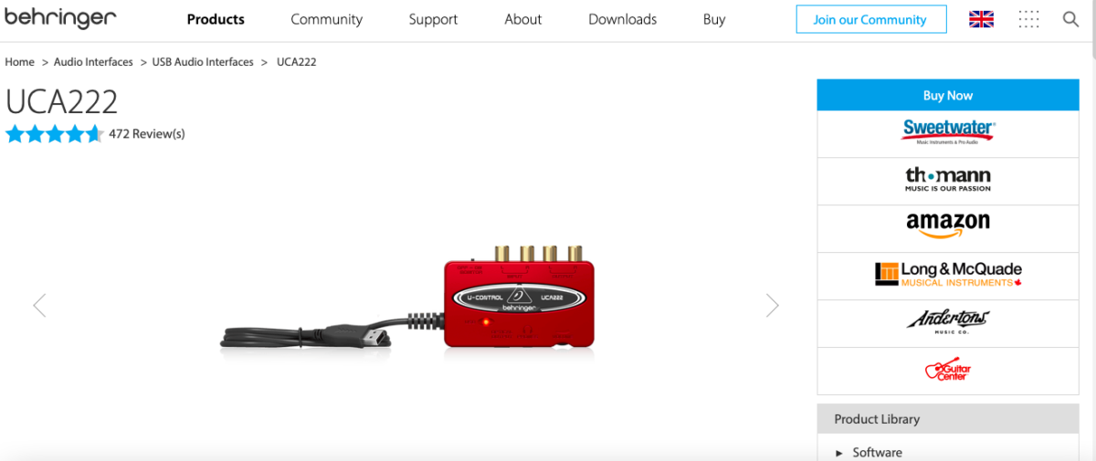 Unlock the Power of Audio Line in Your Macbook: A Comprehensive Guide 2 Behringer UCA222 USB audio interface product page