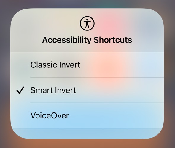 How To Invert Colors On A Picture On iPhone ? 3 Accessibility shortcut menu on iPhone with Classic Invert and Smart Invert options