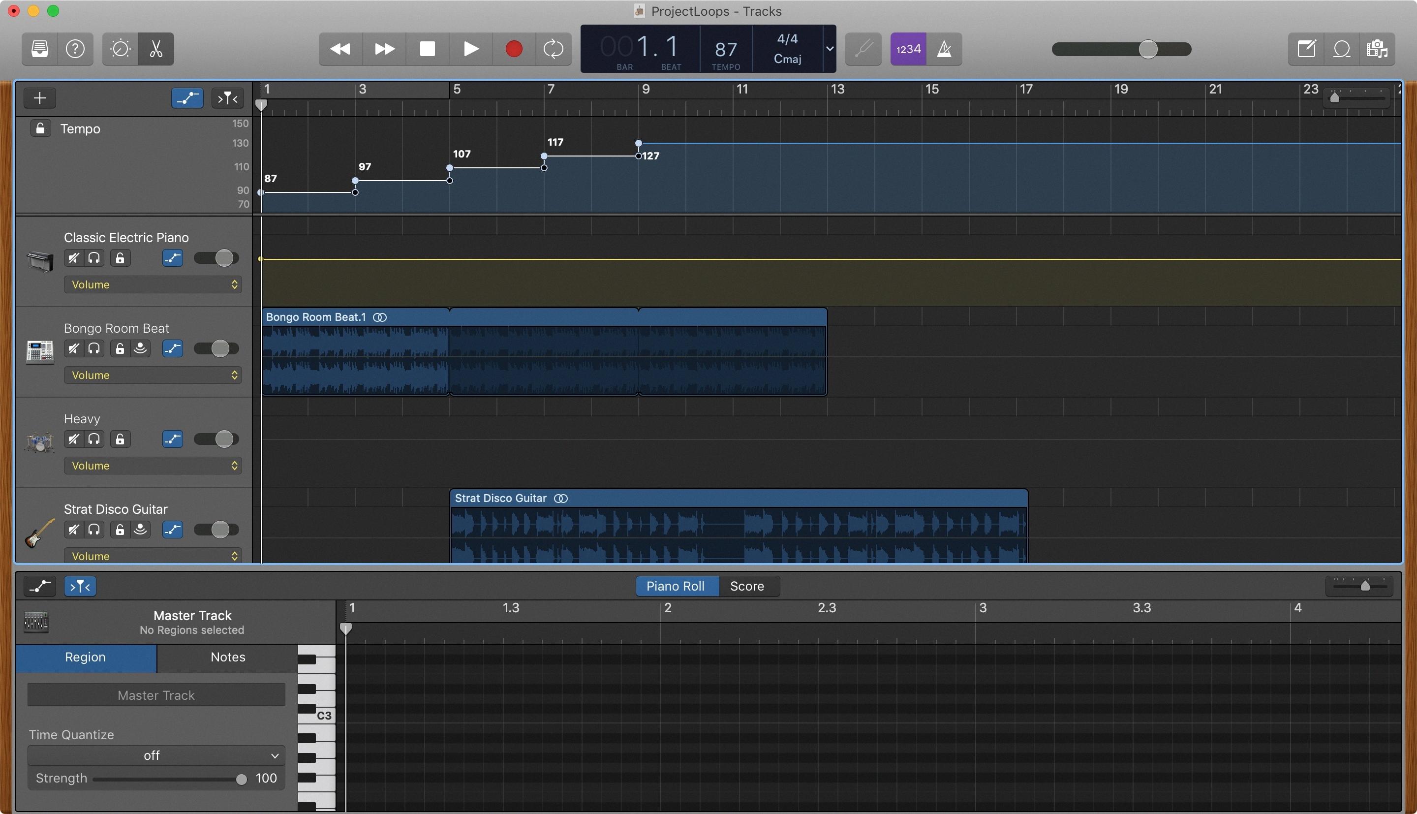 garageband tempo change