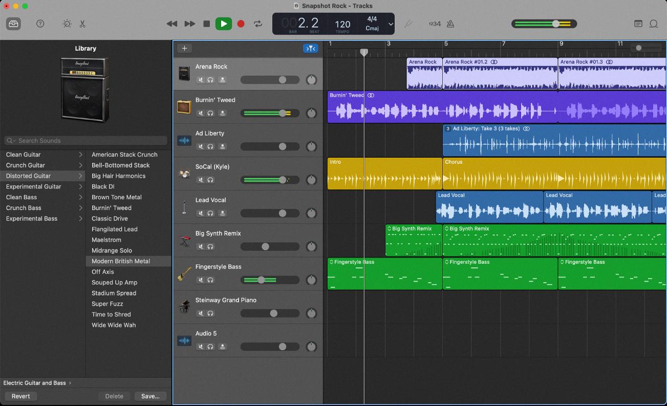 garageband track volume