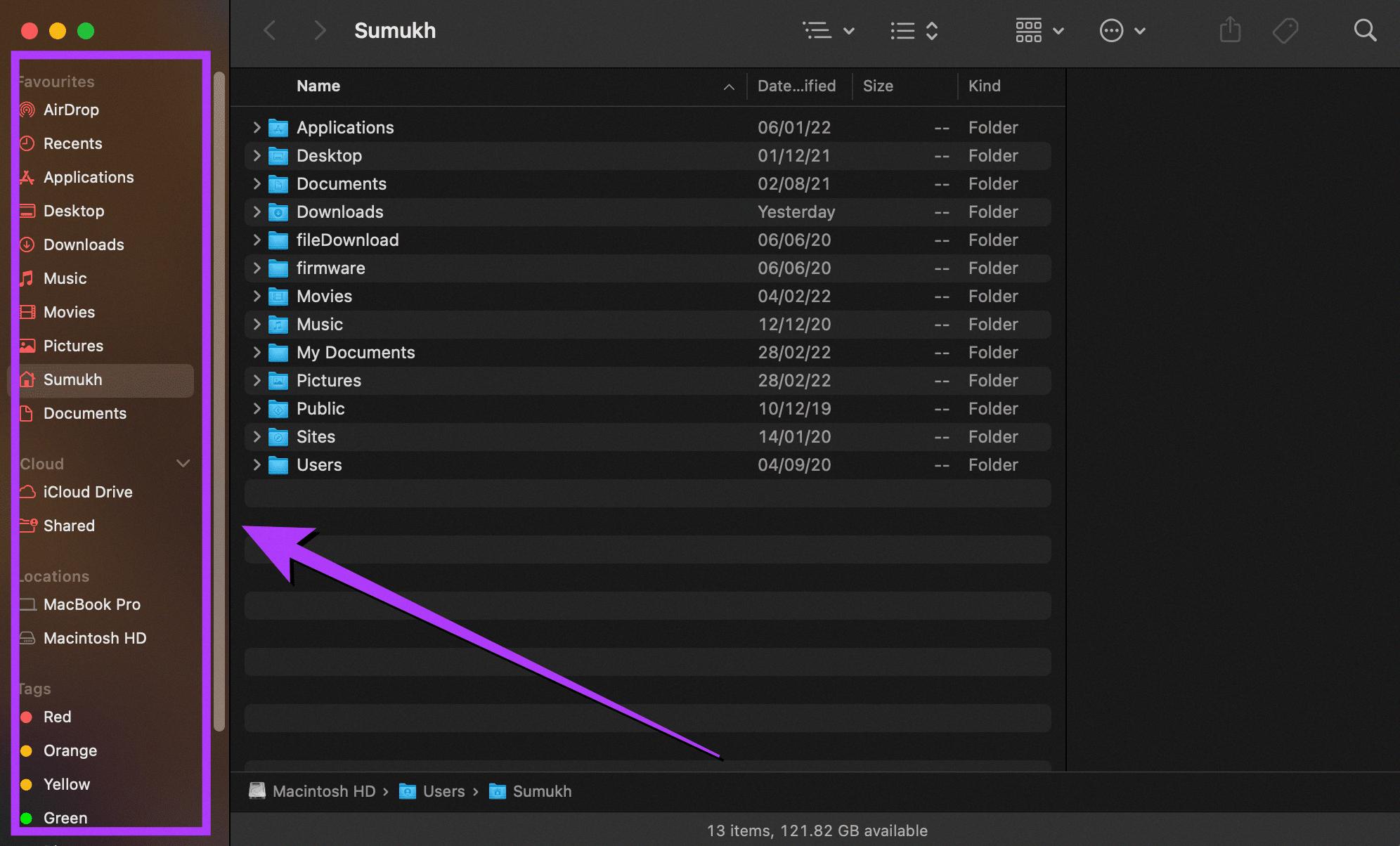 how to delete sidebar items on mac