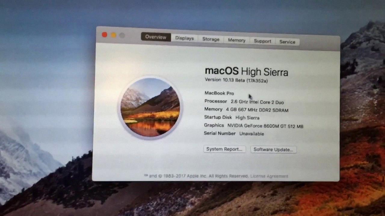 macos high sierra macbook pro mid 2010