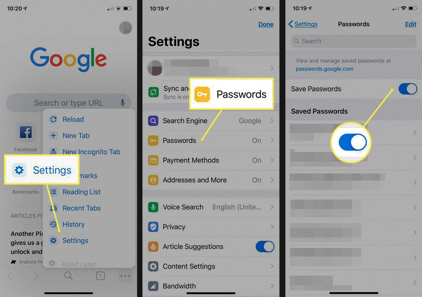 transfer chrome passwords to safari iphone