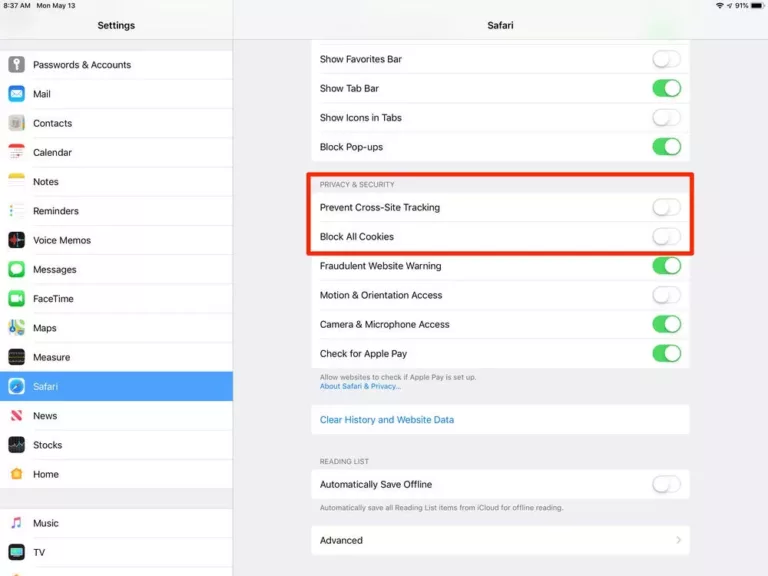 How To Allow Session Cookies On Ipad 13