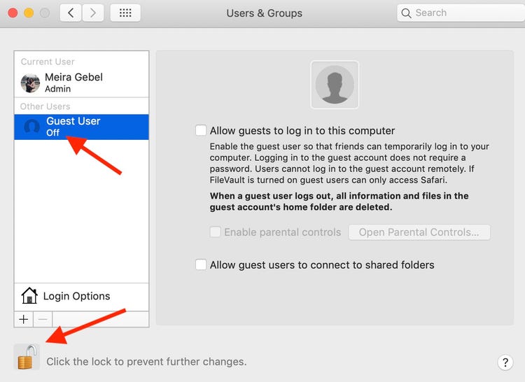 how to delete guest on mac