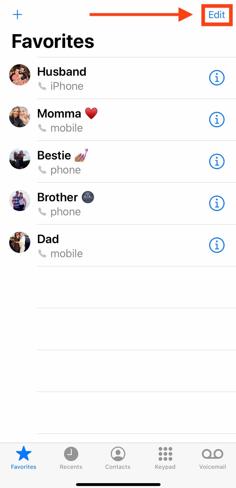 how do i add something to my favorites on my iphone