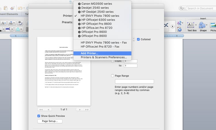 how to print file from macbook