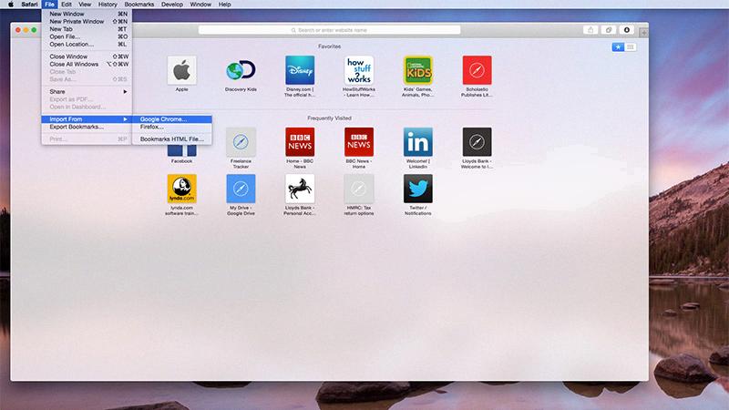 transfer bookmarks from safari to new mac