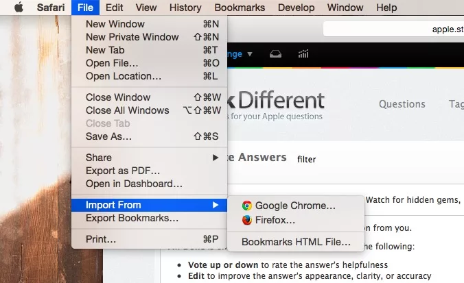 import safari history to chrome