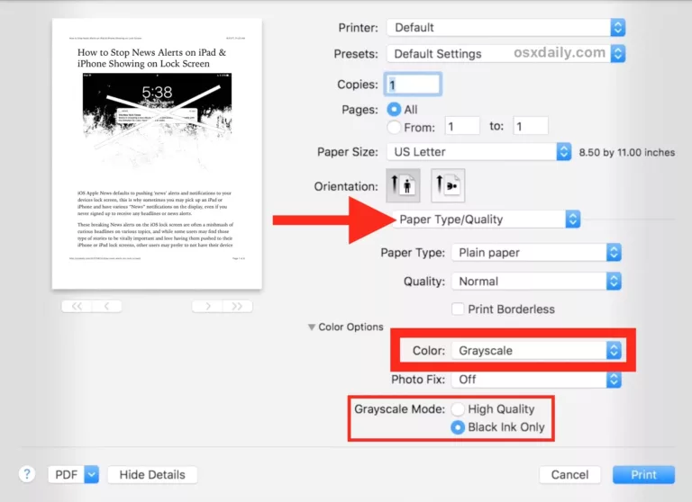 How To Turn Off Color Printing On Mac 3