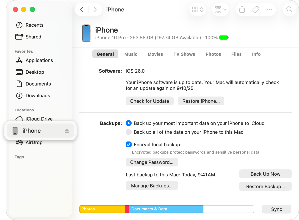 Restoring an iPhone from a Computer Backup