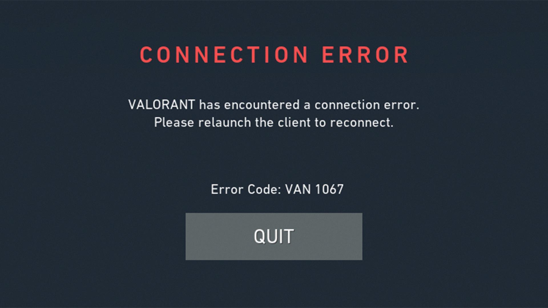what is error code van 1067