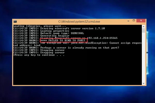 How to Troubleshoot 'Failed to Bind to Port' Error on Minecraft Server? 13