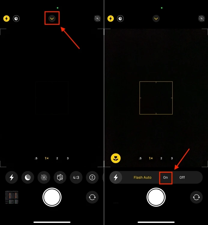 Enabling the Flashlight While Using the Camera