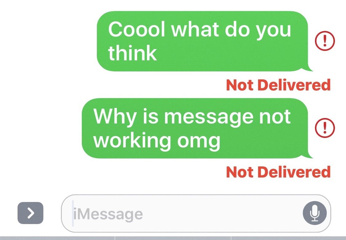 text message sent but not delivered