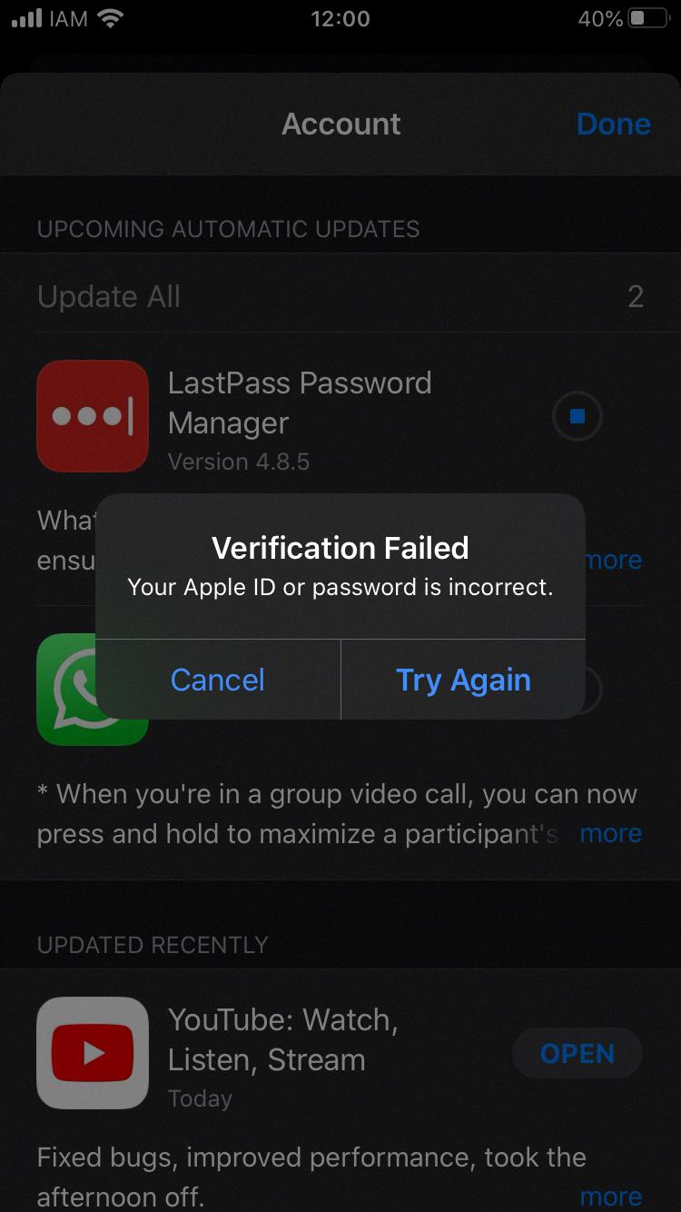 apple id password not working