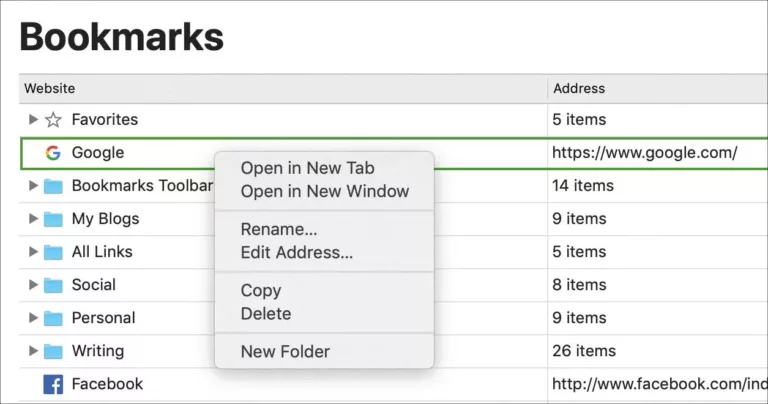 How to Edit Bookmarks in Safari? 1