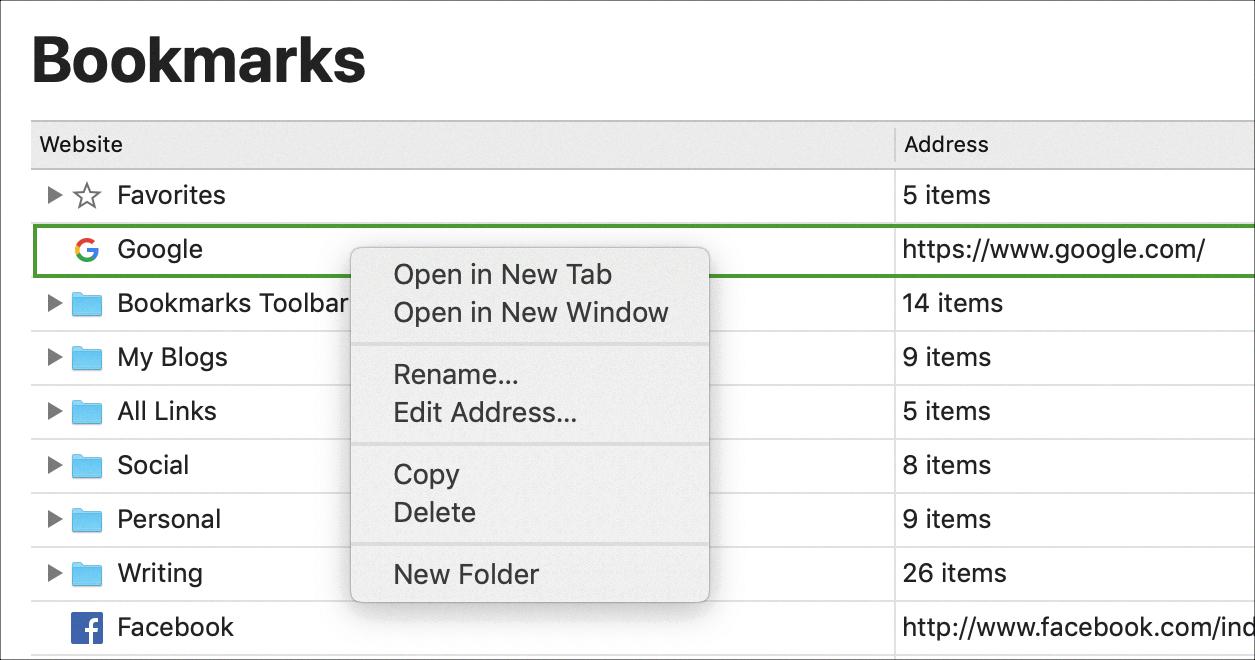 how to edit your bookmarks on safari