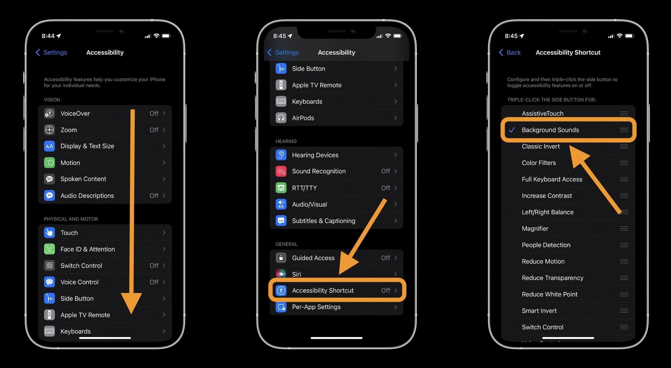how to add rain sounds ios 15