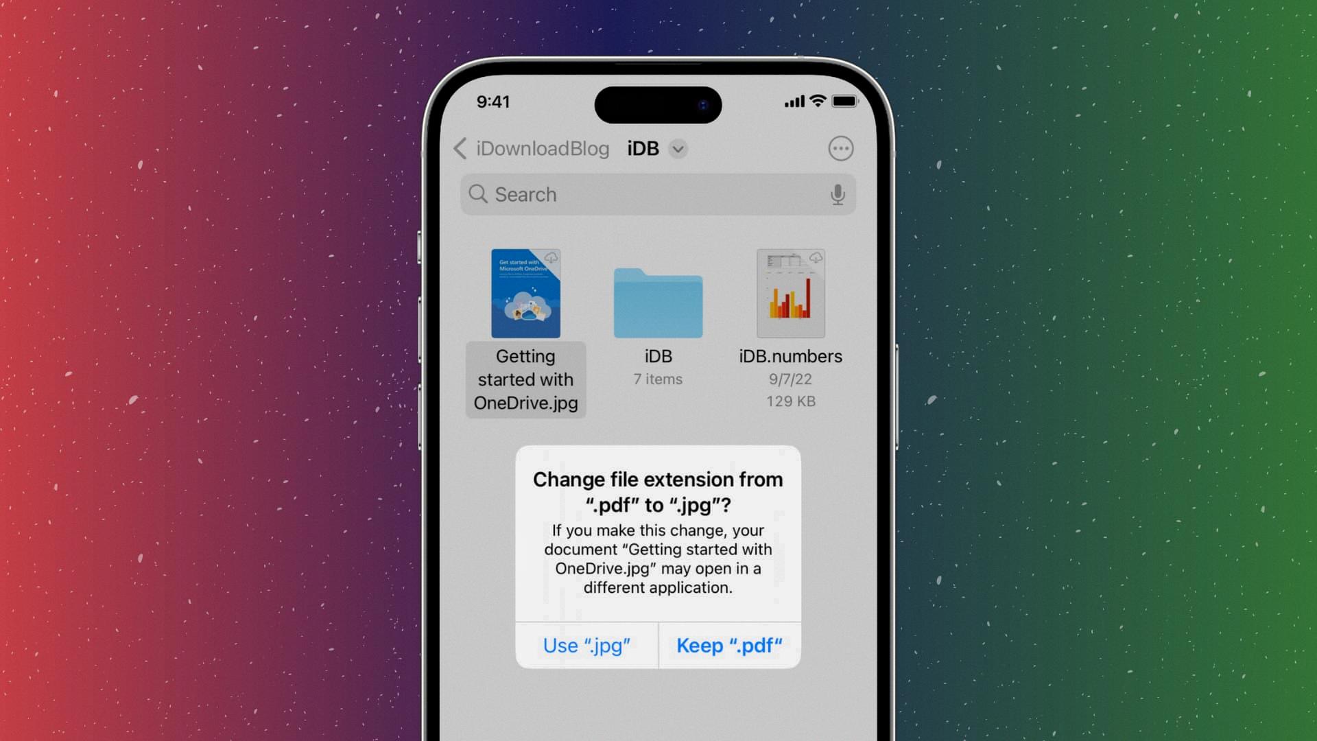 how to change file extension ios