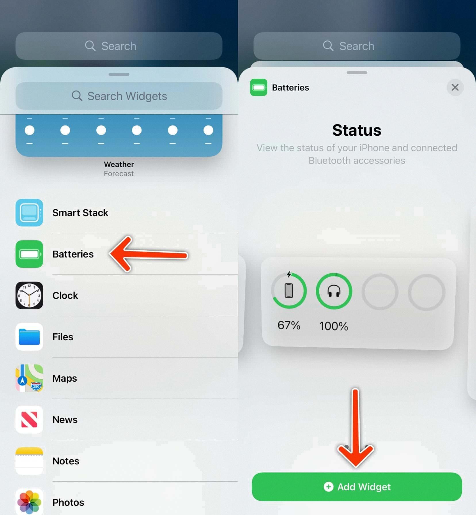 how to check headphone battery on iphone