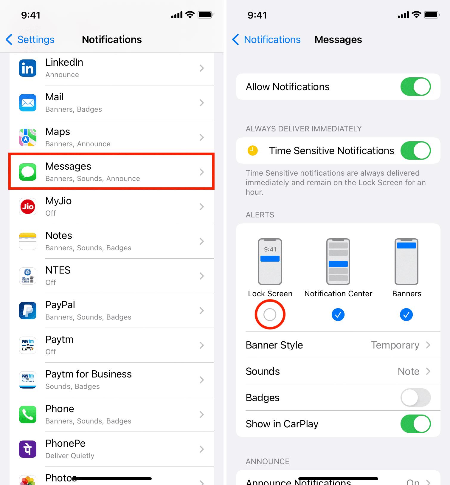 how to hide messages on lock screen