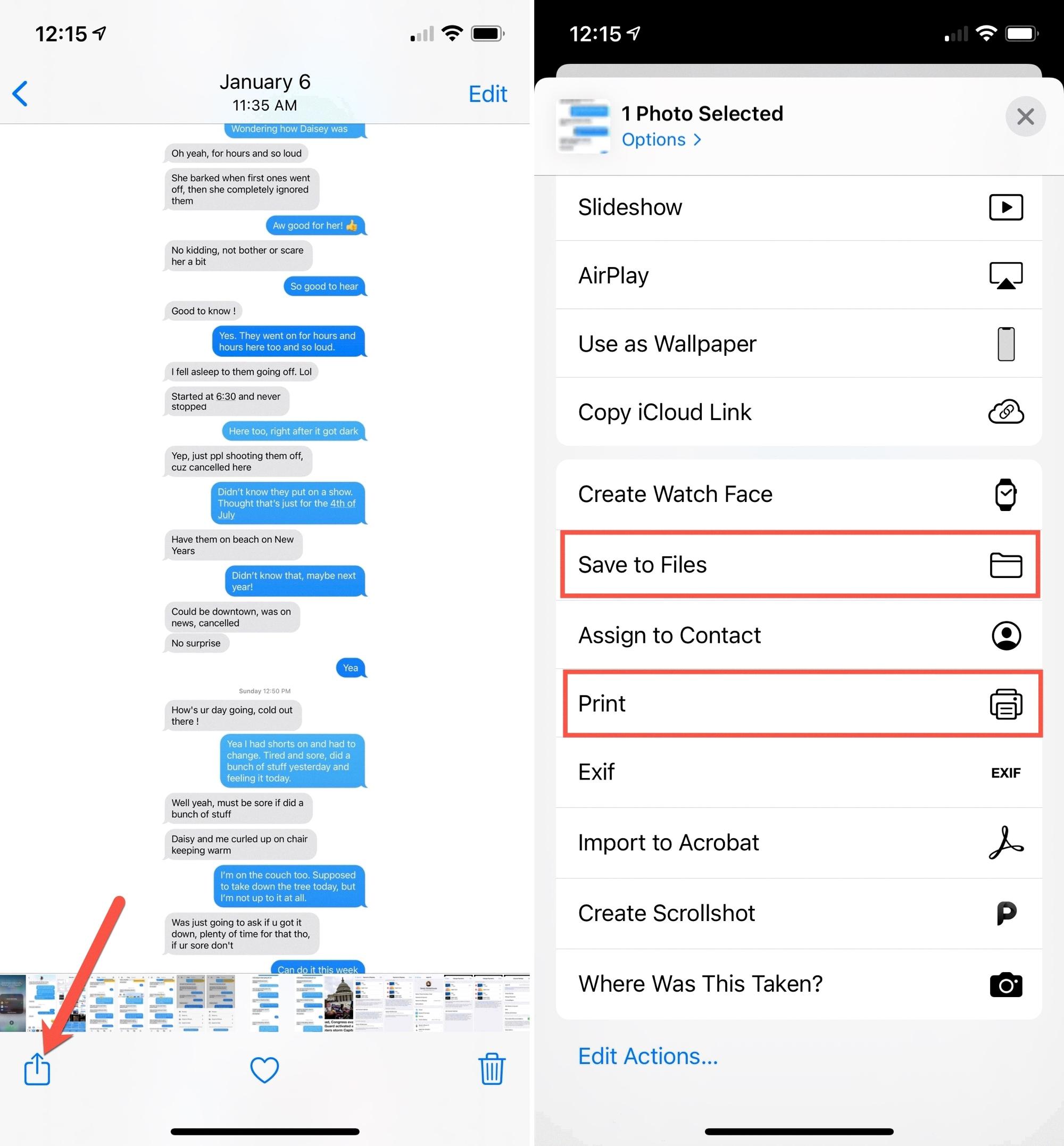 how to save entire text conversation iphone