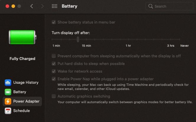 mac battery options greyed out