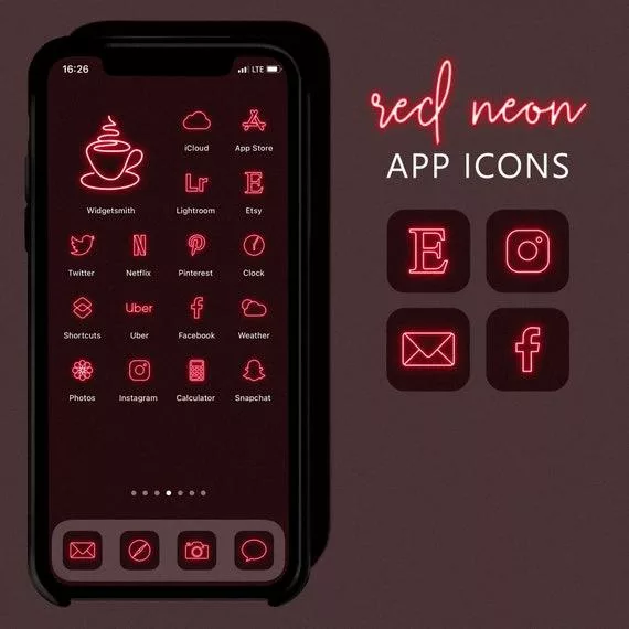 How to Brighten Up Your iPhone Home Screen with Red Neon App Icons? 1