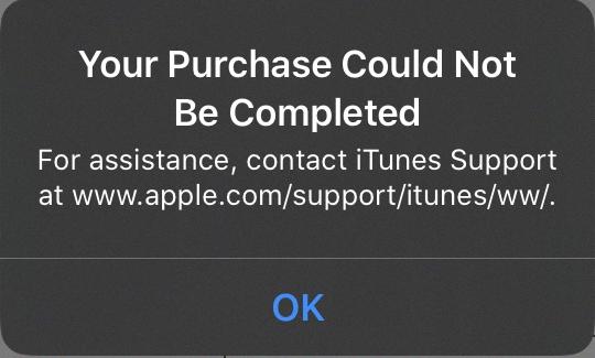 your purchase couldn t be completed apple