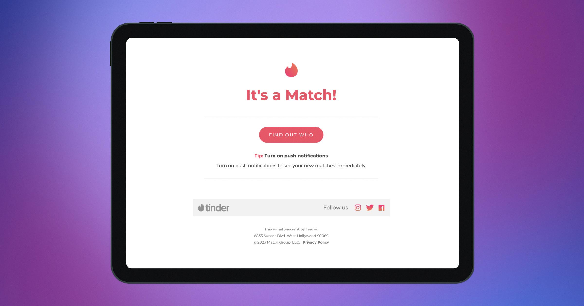 tinder its a match